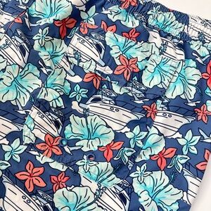 Vineyard Vines Yacht Print Tropical Waves Beach Boating Swim 7” Trunks Shorts XL